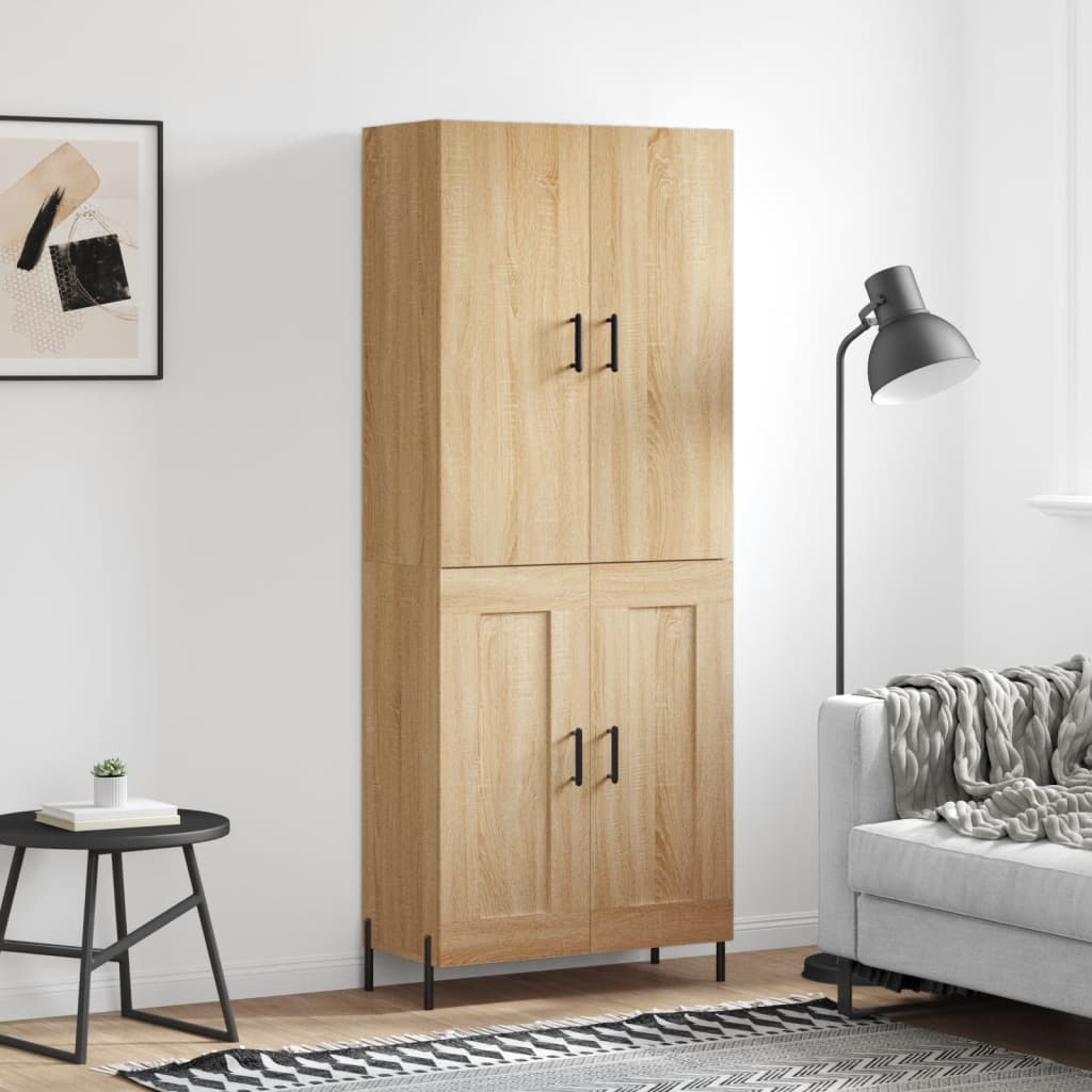 Hoge kast 69,5x34x180 cm bewerkt hout sonoma eikenkleurig is nu te koop bij PeponiXL, paradijselijk wonen!