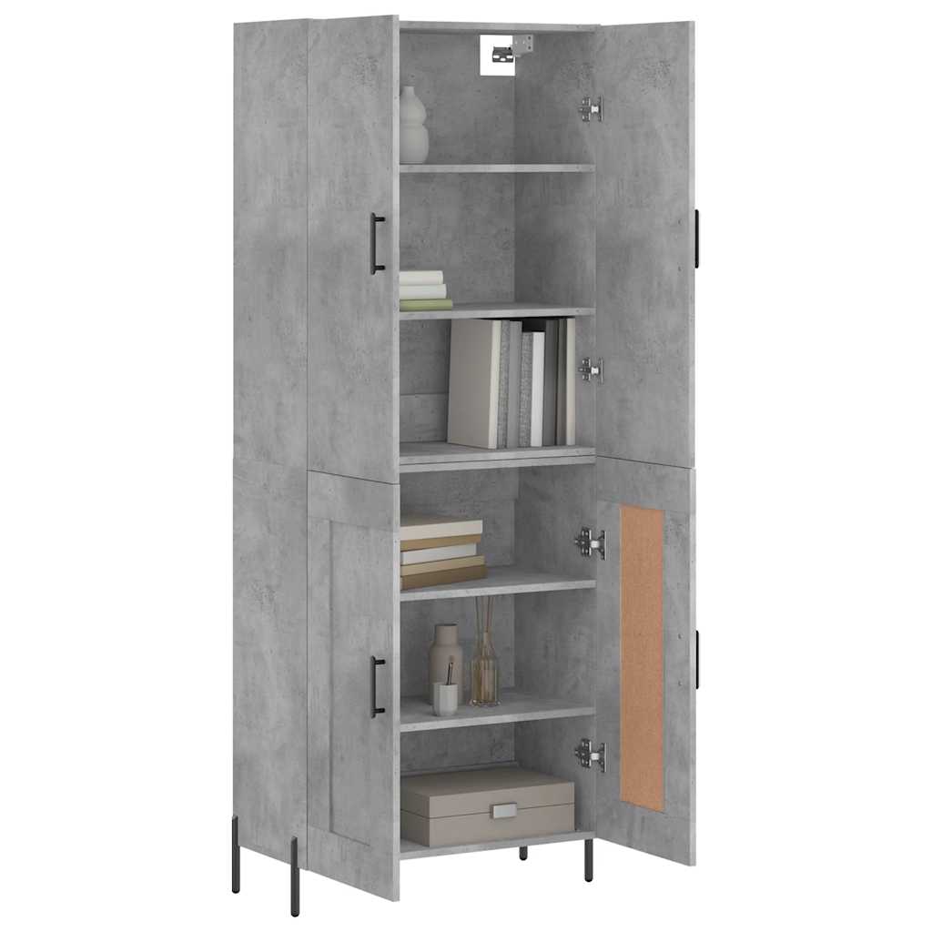Hoge kast 69,5x34x180 cm bewerkt hout betongrijs is nu te koop bij PeponiXL, paradijselijk wonen!