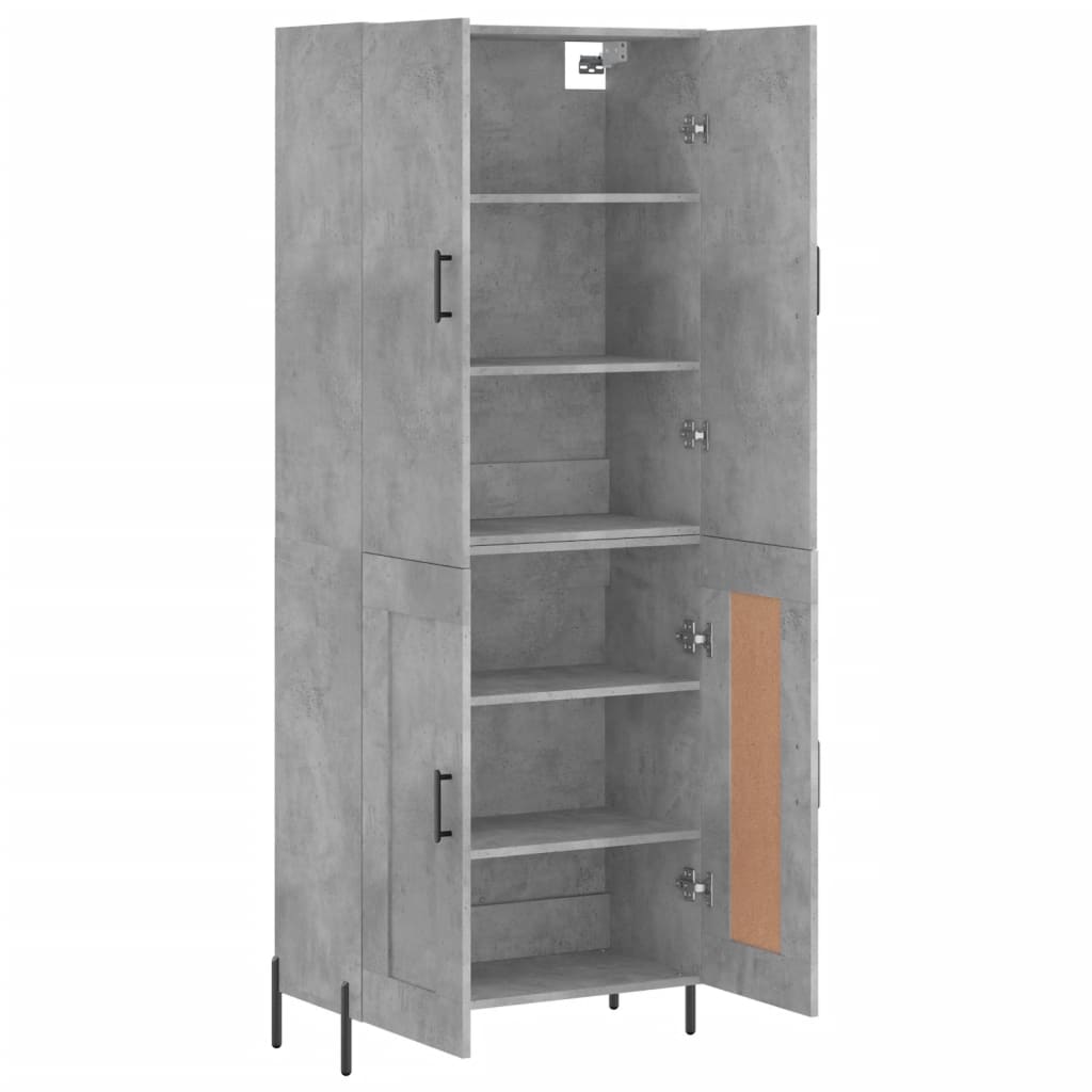 Hoge kast 69,5x34x180 cm bewerkt hout betongrijs is nu te koop bij PeponiXL, paradijselijk wonen!