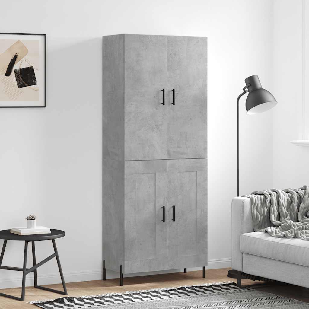 Hoge kast 69,5x34x180 cm bewerkt hout betongrijs is nu te koop bij PeponiXL, paradijselijk wonen!