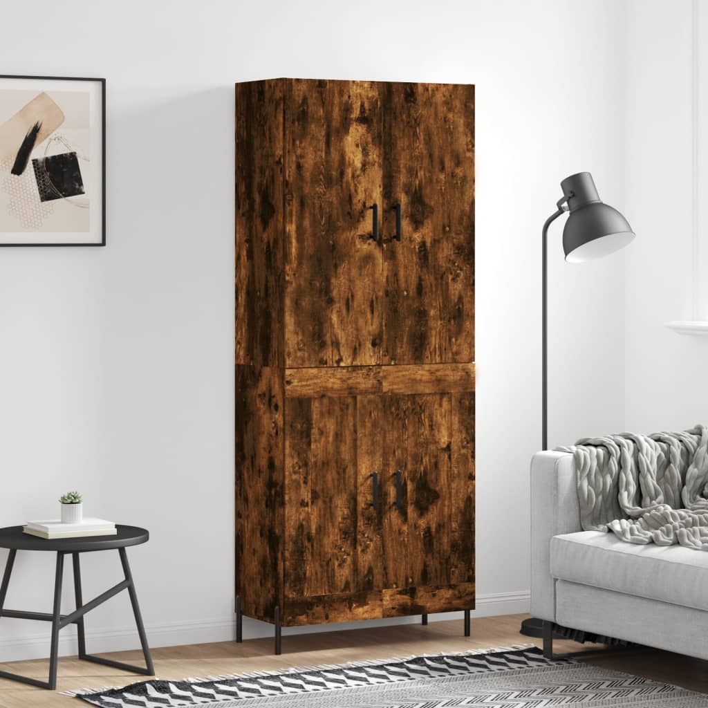 Hoge kast 69,5x34x180 cm bewerkt hout gerookt eikenkleurig is nu te koop bij PeponiXL, paradijselijk wonen!