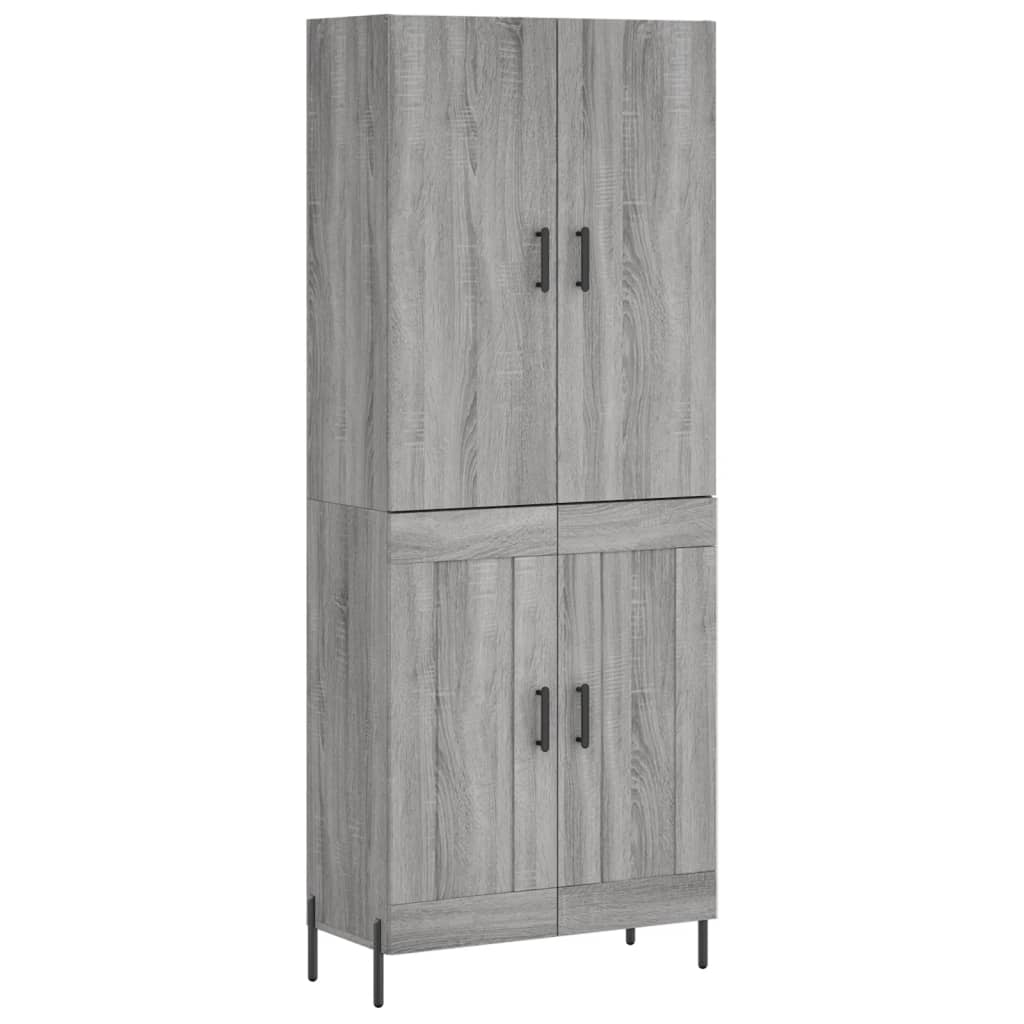 Hoge kast 69,5x34x180 cm bewerkt hout grijs sonoma eikenkleurig is nu te koop bij PeponiXL, paradijselijk wonen!