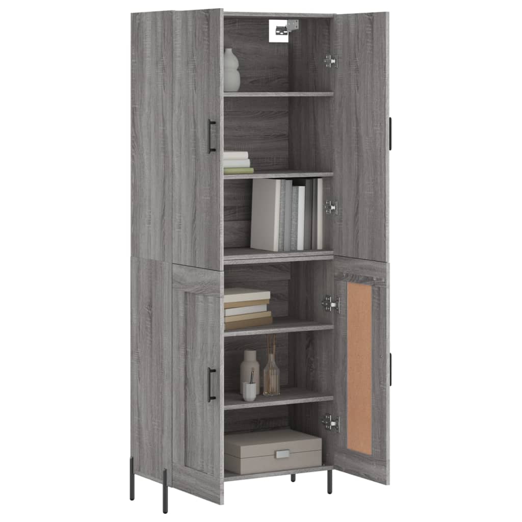 Hoge kast 69,5x34x180 cm bewerkt hout grijs sonoma eikenkleurig is nu te koop bij PeponiXL, paradijselijk wonen!