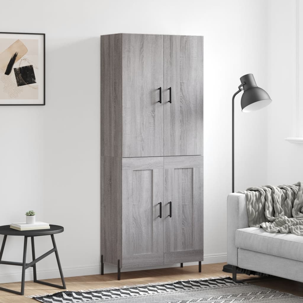 Hoge kast 69,5x34x180 cm bewerkt hout grijs sonoma eikenkleurig is nu te koop bij PeponiXL, paradijselijk wonen!