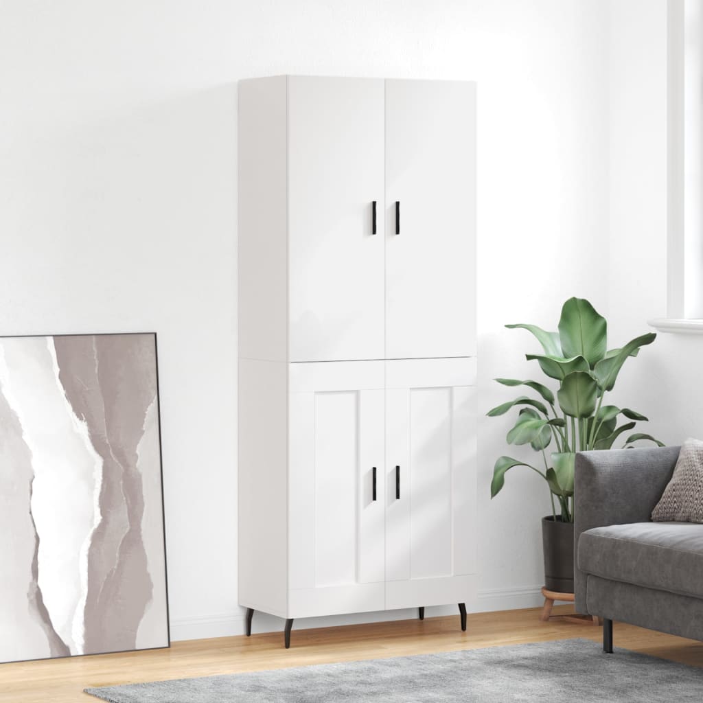 Hoge kast 69,5x34x180 cm bewerkt hout wit is nu te koop bij PeponiXL, paradijselijk wonen!