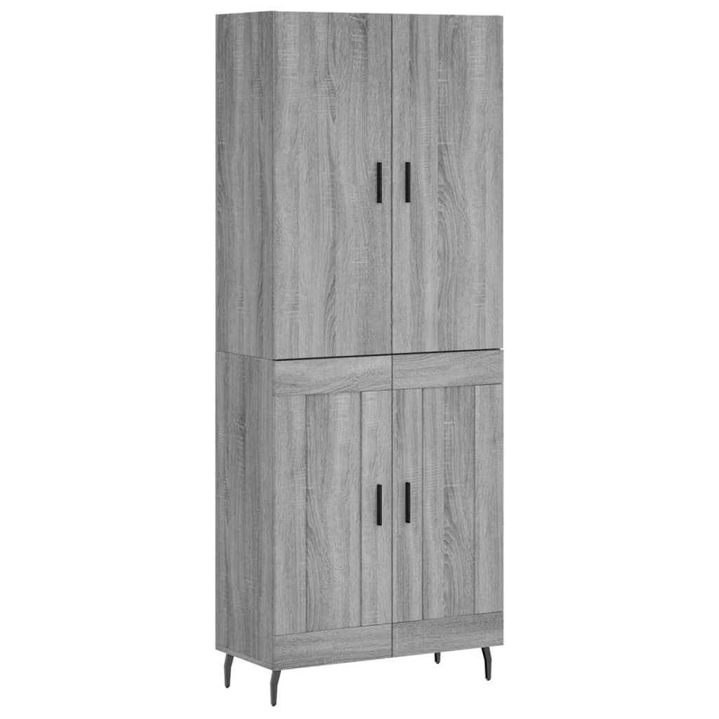 Hoge kast 69,5x34x180 cm bewerkt hout grijs sonoma eikenkleurig is nu te koop bij PeponiXL, paradijselijk wonen!
