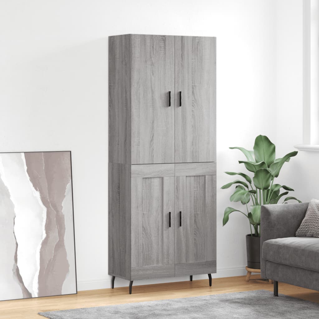 Hoge kast 69,5x34x180 cm bewerkt hout grijs sonoma eikenkleurig is nu te koop bij PeponiXL, paradijselijk wonen!