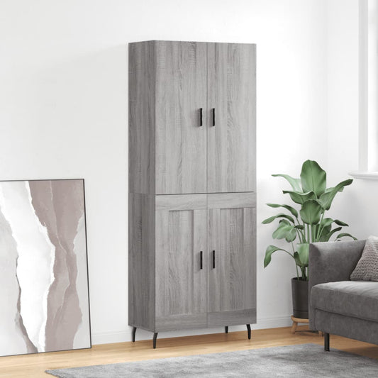 Hoge kast 69,5x34x180 cm bewerkt hout grijs sonoma eikenkleurig is nu te koop bij PeponiXL, paradijselijk wonen!