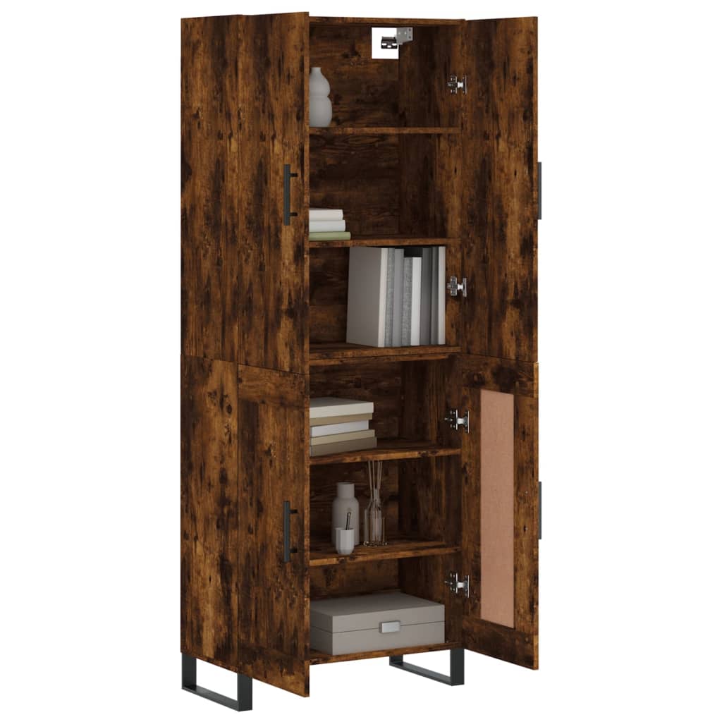Hoge kast 69,5x34x180 cm bewerkt hout gerookt eikenkleurig is nu te koop bij PeponiXL, paradijselijk wonen!
