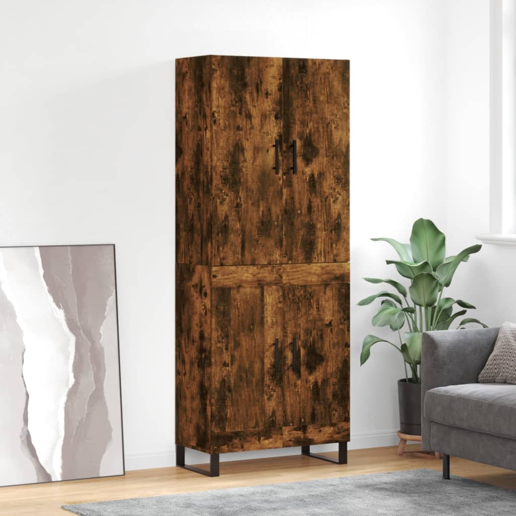 Hoge kast 69,5x34x180 cm bewerkt hout gerookt eikenkleurig is nu te koop bij PeponiXL, paradijselijk wonen!