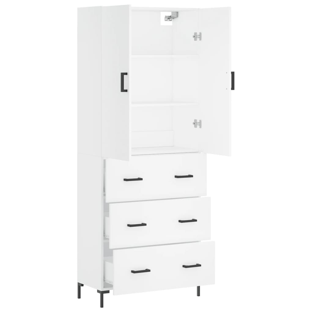 Hoge kast 69,5x34x180 cm bewerkt hout wit is nu te koop bij PeponiXL, paradijselijk wonen!