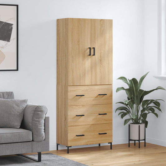 Hoge kast 69,5x34x180 cm bewerkt hout sonoma eikenkleurig is nu te koop bij PeponiXL, paradijselijk wonen!