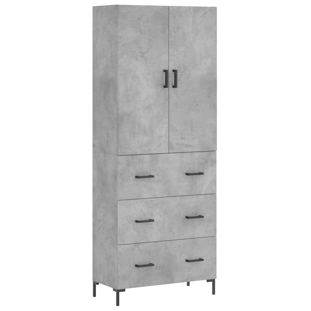 Hoge kast 69,5x34x180 cm bewerkt hout betongrijs is nu te koop bij PeponiXL, paradijselijk wonen!