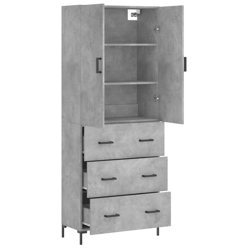 Hoge kast 69,5x34x180 cm bewerkt hout betongrijs is nu te koop bij PeponiXL, paradijselijk wonen!