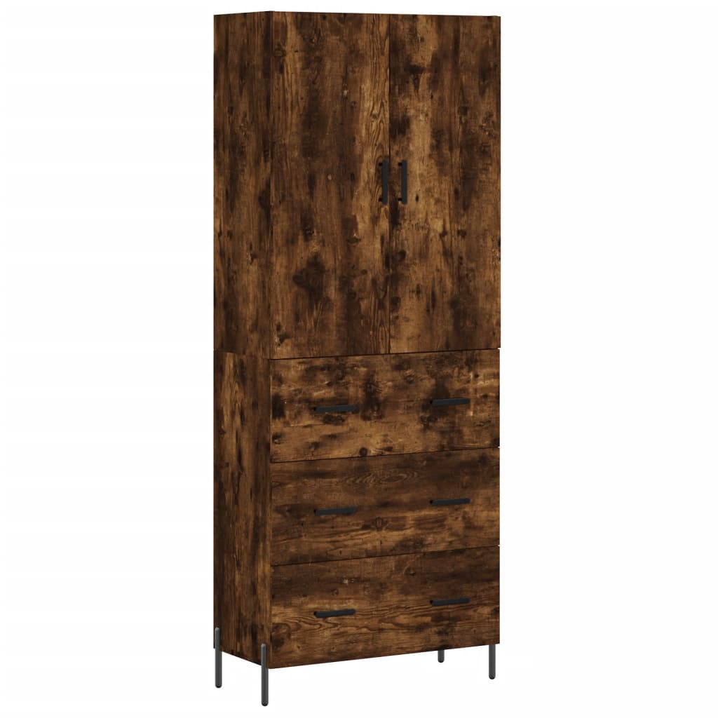 Hoge kast 69,5x34x180 cm bewerkt hout gerookt eikenkleurig is nu te koop bij PeponiXL, paradijselijk wonen!