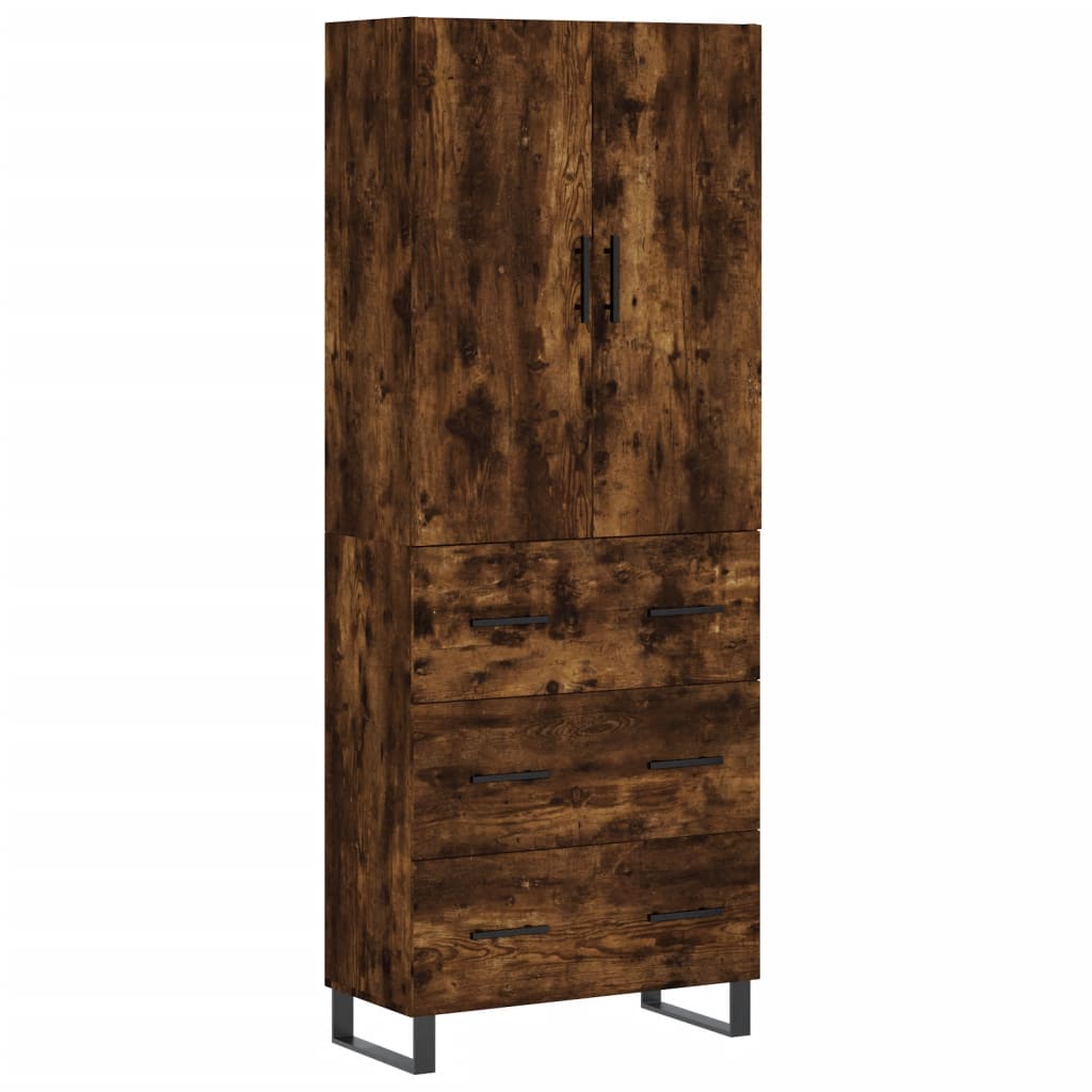 Hoge kast 69,5x34x180 cm bewerkt hout gerookt eikenkleurig is nu te koop bij PeponiXL, paradijselijk wonen!