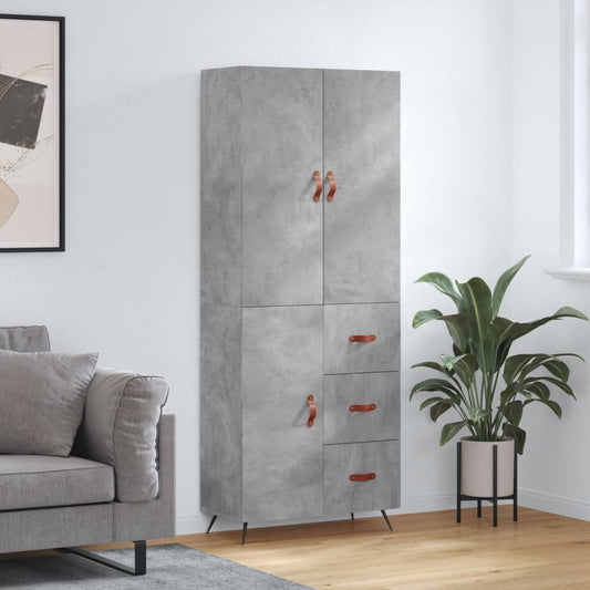 Hoge kast 69,5x34x180 cm bewerkt hout betongrijs is nu te koop bij PeponiXL, paradijselijk wonen!