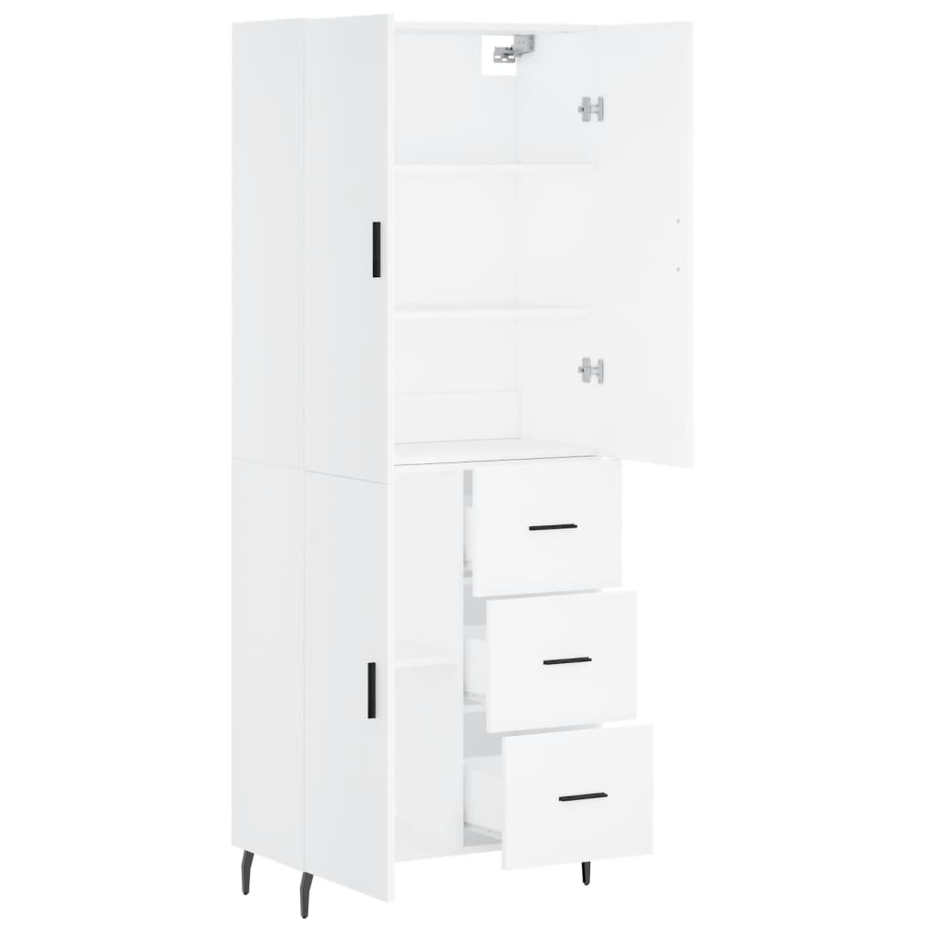 Hoge kast 69,5x34x180 cm bewerkt hout wit is nu te koop bij PeponiXL, paradijselijk wonen!