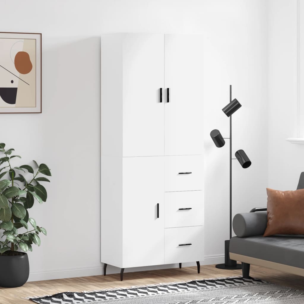 Hoge kast 69,5x34x180 cm bewerkt hout wit is nu te koop bij PeponiXL, paradijselijk wonen!