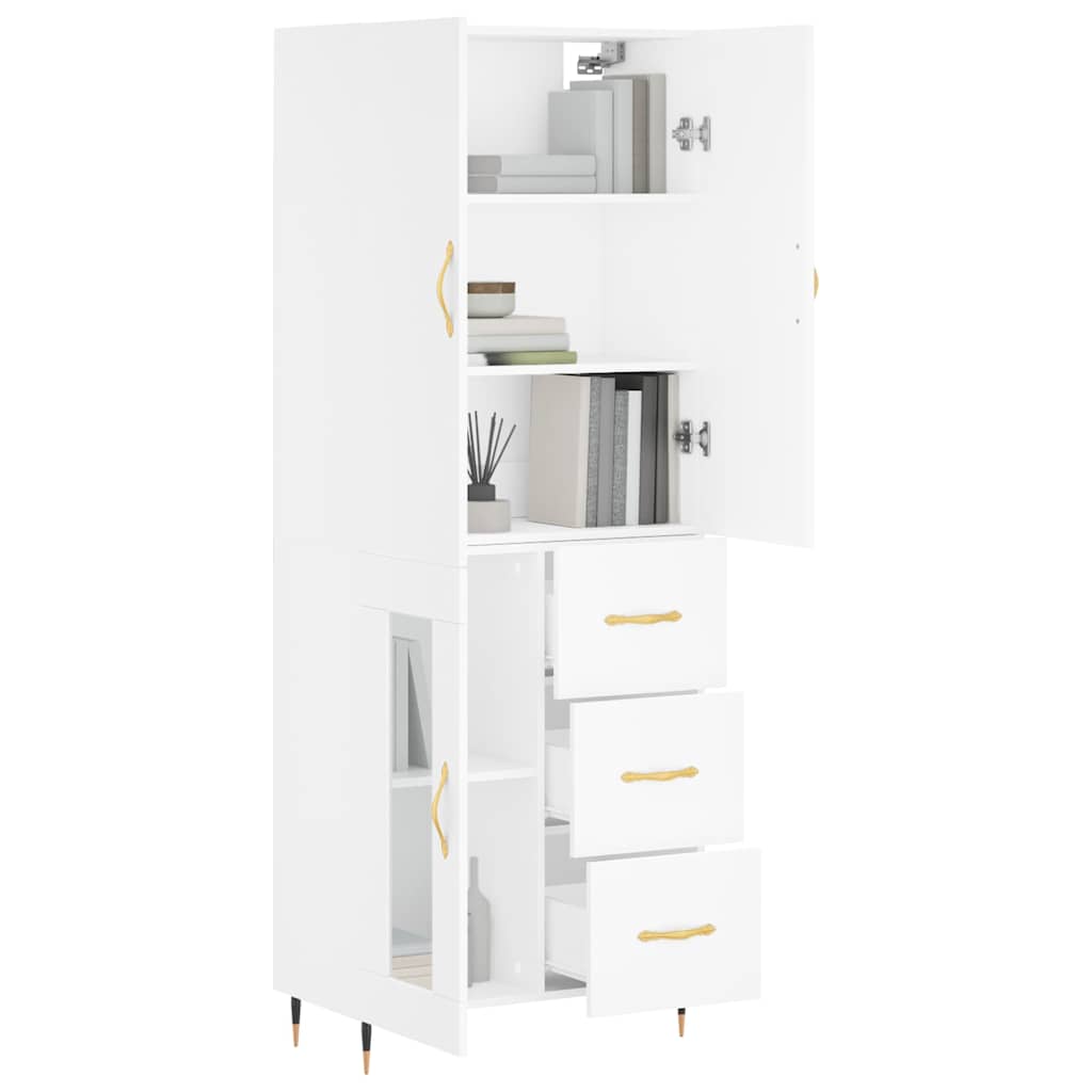 Hoge kast 69,5x34x180 cm bewerkt hout wit is nu te koop bij PeponiXL, paradijselijk wonen!