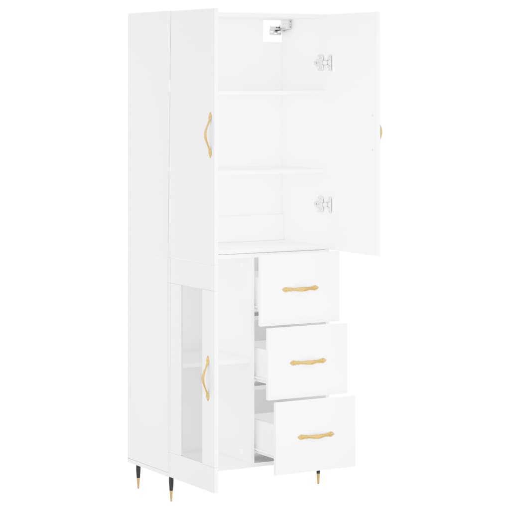 Hoge kast 69,5x34x180 cm bewerkt hout wit is nu te koop bij PeponiXL, paradijselijk wonen!