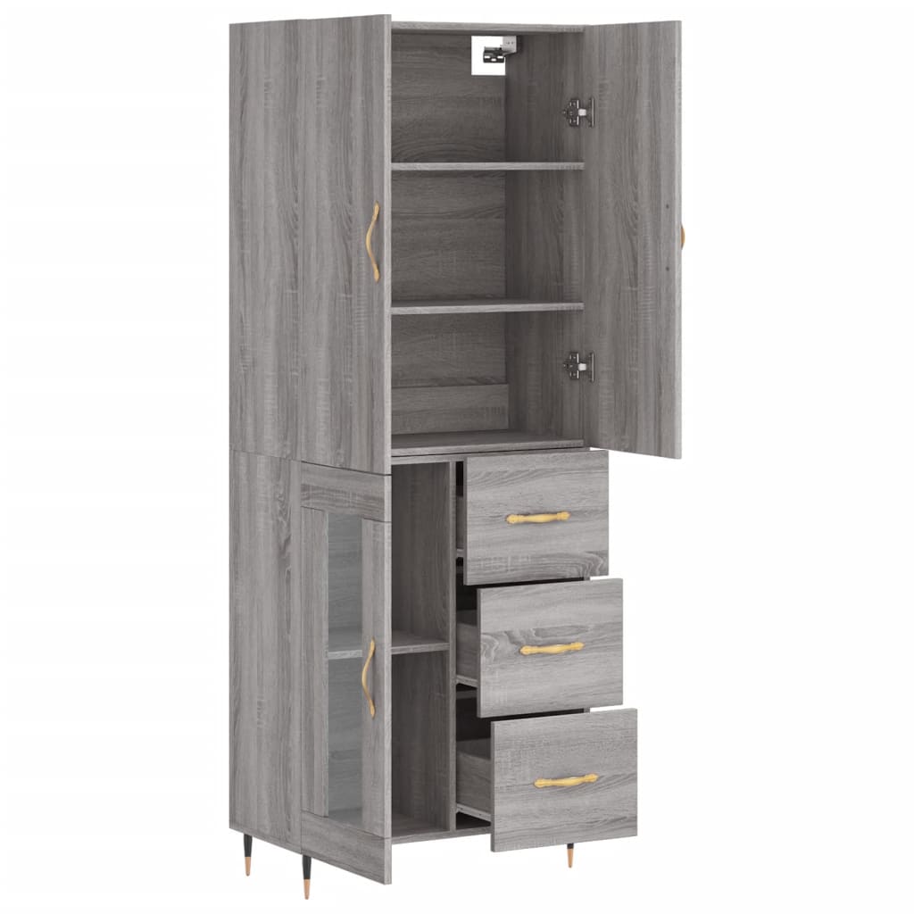 Hoge kast 69,5x34x180 cm bewerkt hout grijs sonoma eikenkleurig is nu te koop bij PeponiXL, paradijselijk wonen!