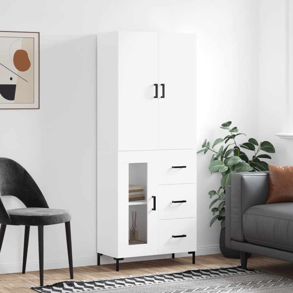 Hoge kast 69,5x34x180 cm bewerkt hout wit is nu te koop bij PeponiXL, paradijselijk wonen!