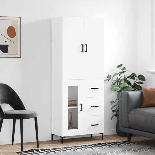 Hoge kast 69,5x34x180 cm bewerkt hout wit is nu te koop bij PeponiXL, paradijselijk wonen!