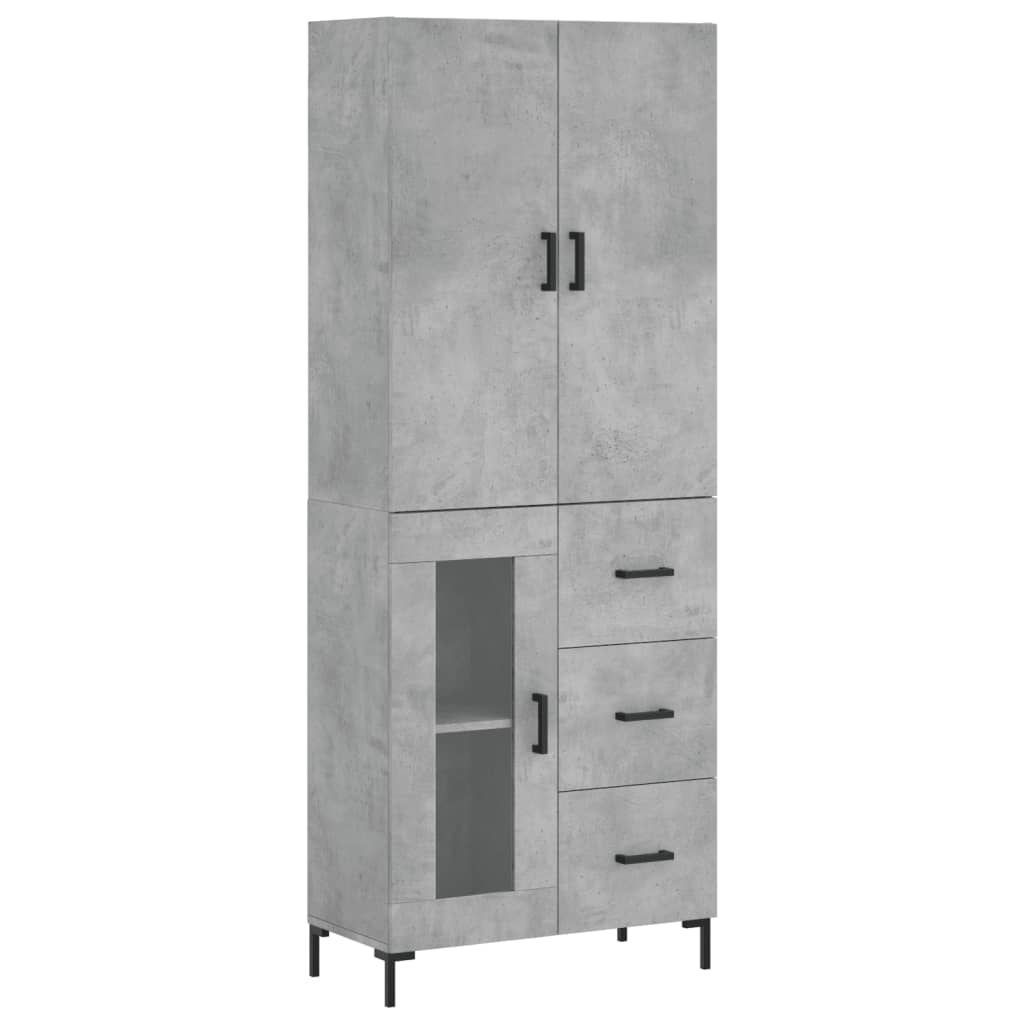 Hoge kast 69,5x34x180 cm bewerkt hout betongrijs is nu te koop bij PeponiXL, paradijselijk wonen!