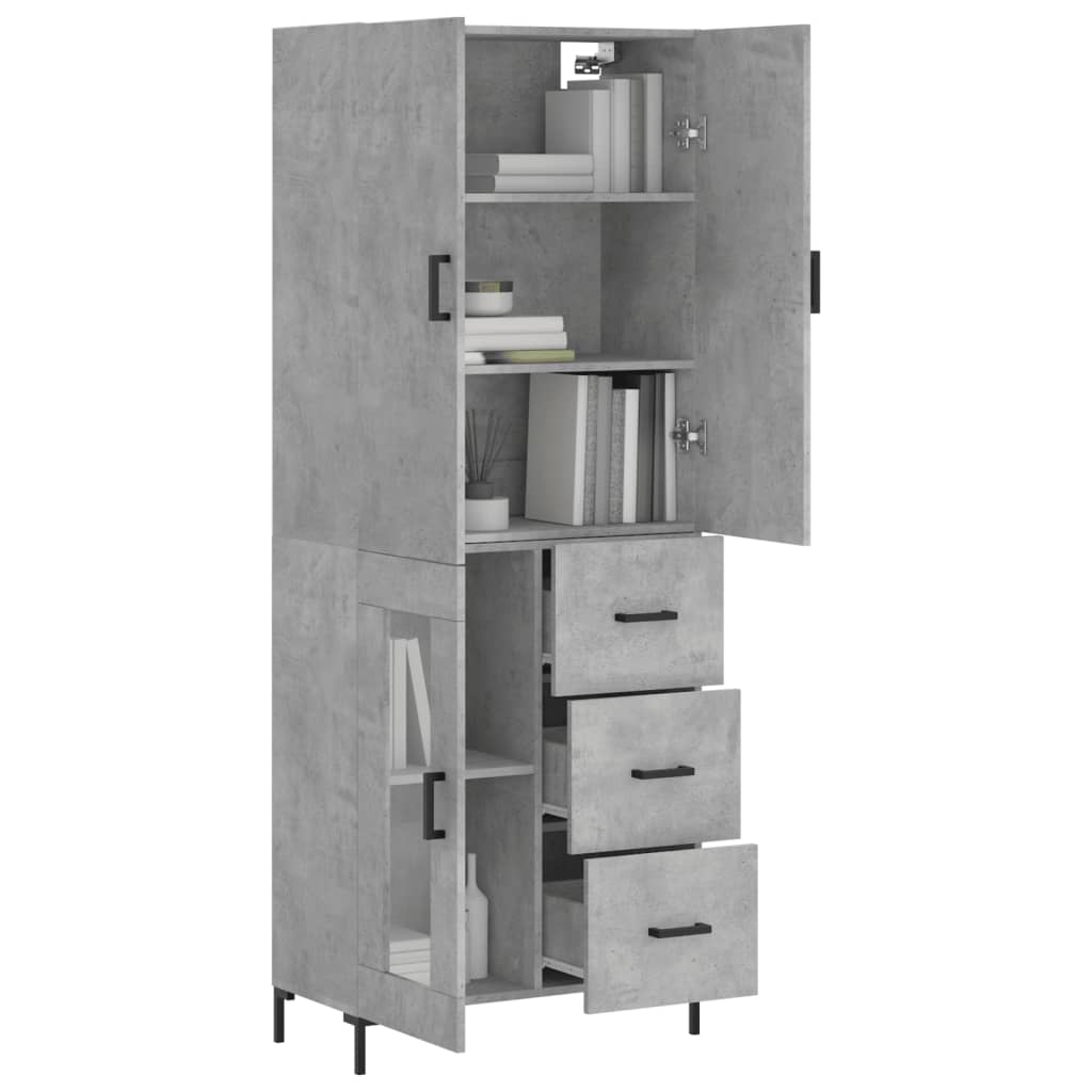 Hoge kast 69,5x34x180 cm bewerkt hout betongrijs is nu te koop bij PeponiXL, paradijselijk wonen!