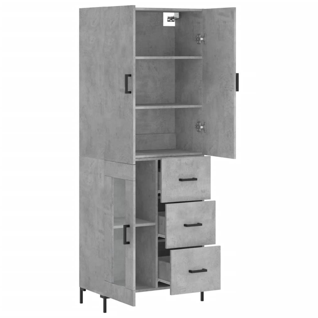 Hoge kast 69,5x34x180 cm bewerkt hout betongrijs is nu te koop bij PeponiXL, paradijselijk wonen!
