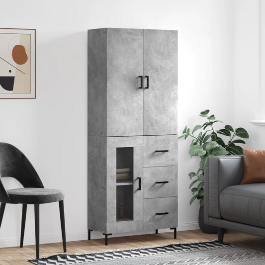 Hoge kast 69,5x34x180 cm bewerkt hout betongrijs is nu te koop bij PeponiXL, paradijselijk wonen!