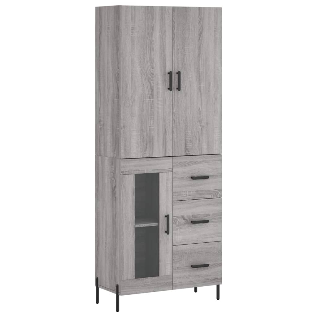 Hoge kast 69,5x34x180 cm bewerkt hout grijs sonoma eikenkleurig is nu te koop bij PeponiXL, paradijselijk wonen!