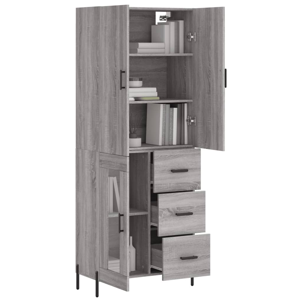 Hoge kast 69,5x34x180 cm bewerkt hout grijs sonoma eikenkleurig is nu te koop bij PeponiXL, paradijselijk wonen!