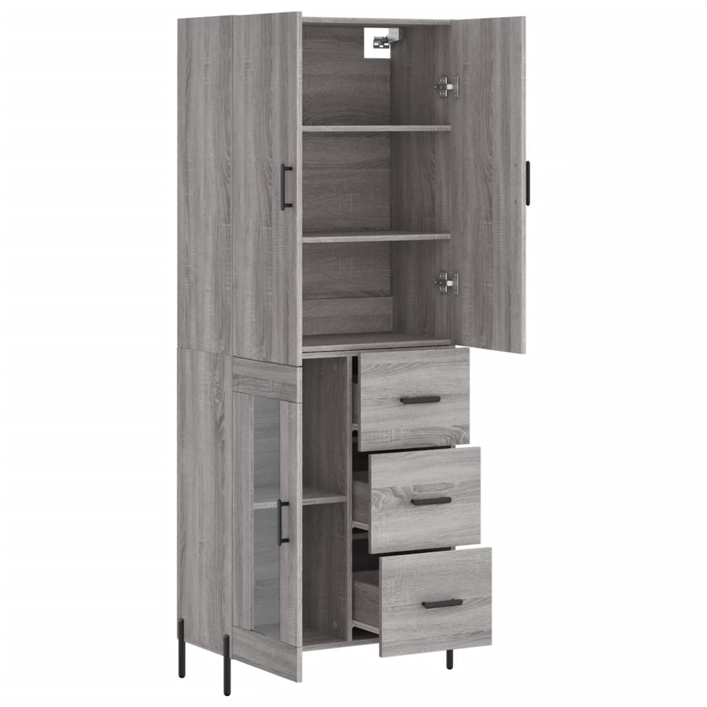 Hoge kast 69,5x34x180 cm bewerkt hout grijs sonoma eikenkleurig is nu te koop bij PeponiXL, paradijselijk wonen!