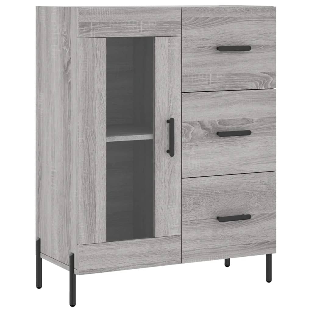 Hoge kast 69,5x34x180 cm bewerkt hout grijs sonoma eikenkleurig is nu te koop bij PeponiXL, paradijselijk wonen!