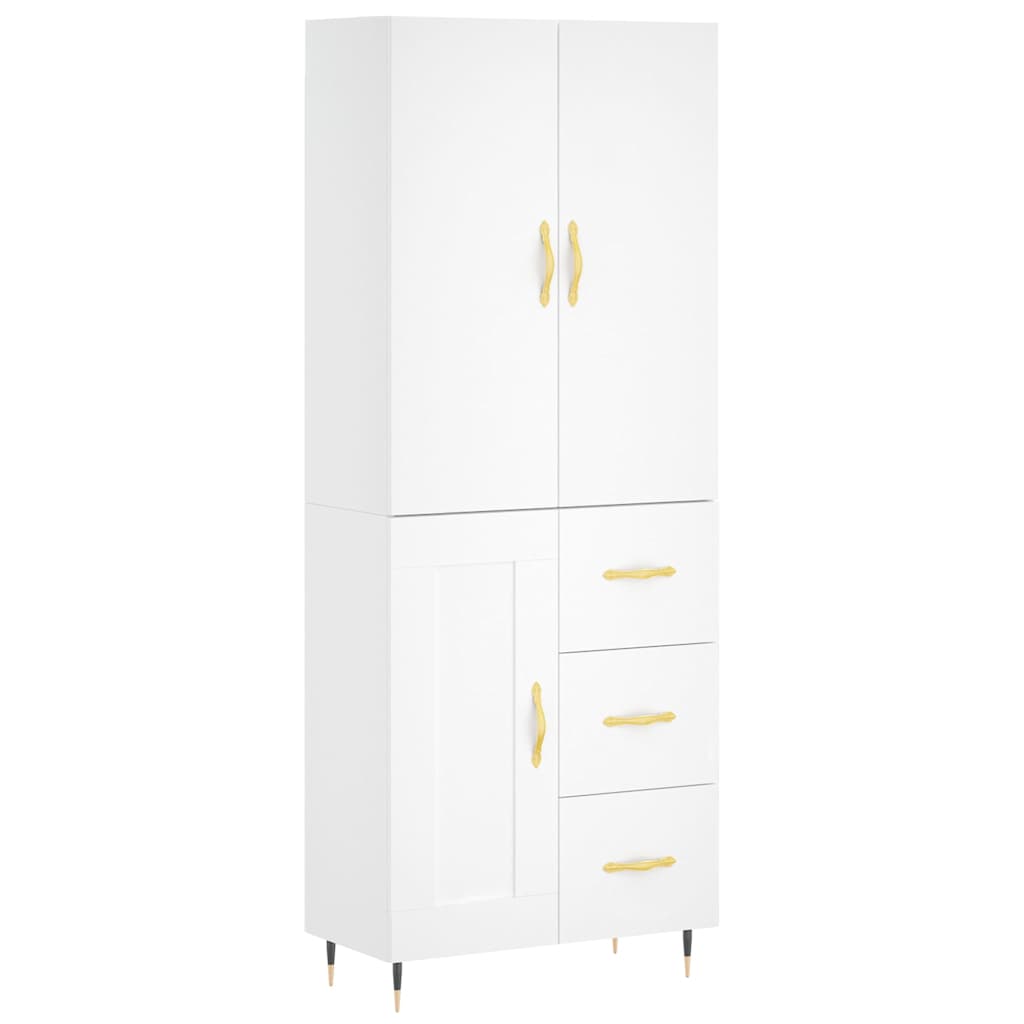 Hoge kast 69,5x34x180 cm bewerkt hout wit is nu te koop bij PeponiXL, paradijselijk wonen!