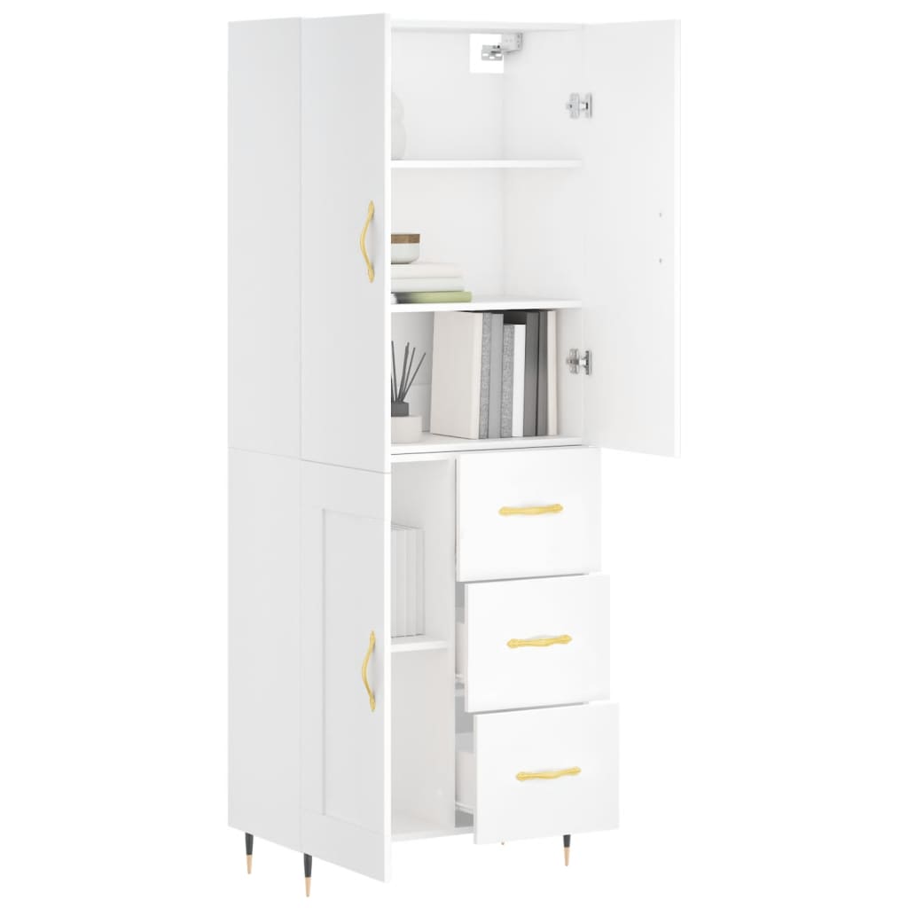 Hoge kast 69,5x34x180 cm bewerkt hout wit is nu te koop bij PeponiXL, paradijselijk wonen!