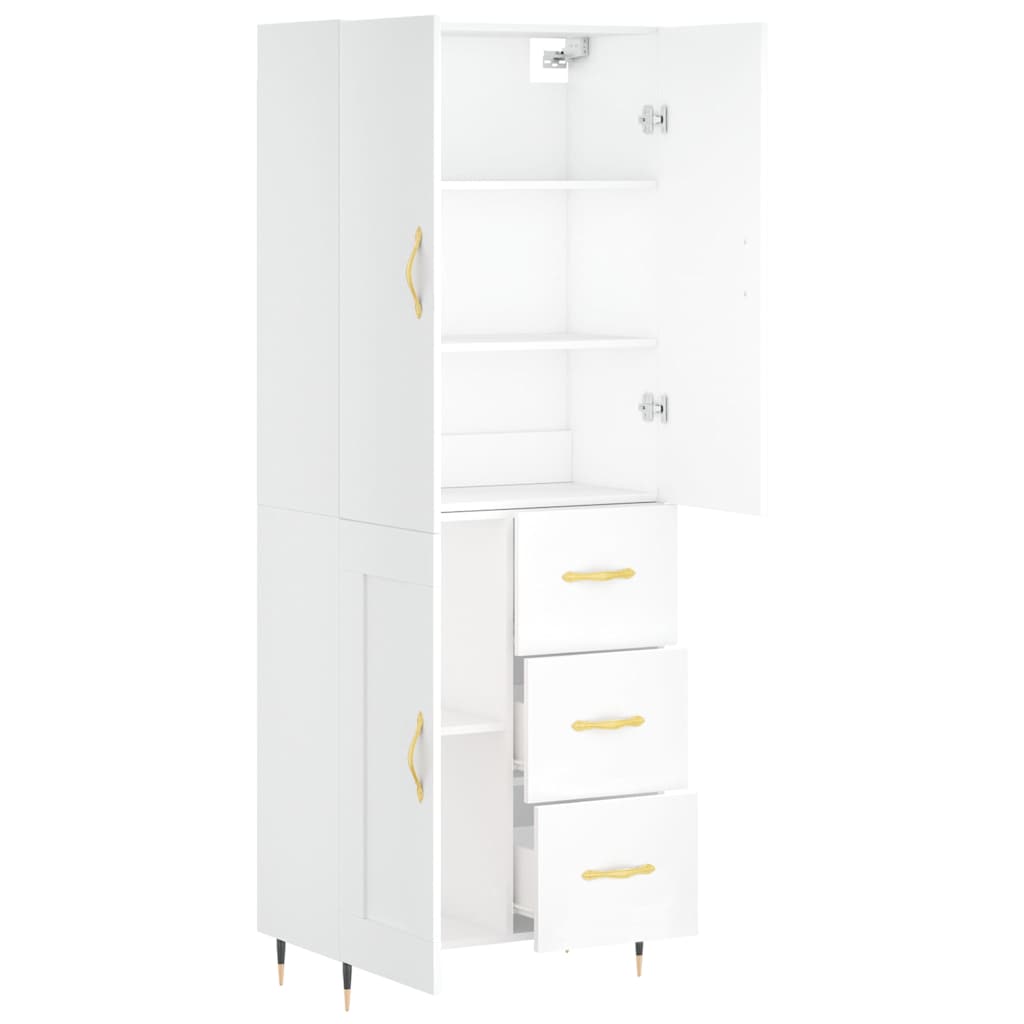 Hoge kast 69,5x34x180 cm bewerkt hout wit is nu te koop bij PeponiXL, paradijselijk wonen!