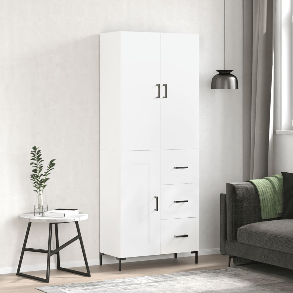 Hoge kast 69,5x34x180 cm bewerkt hout wit is nu te koop bij PeponiXL, paradijselijk wonen!