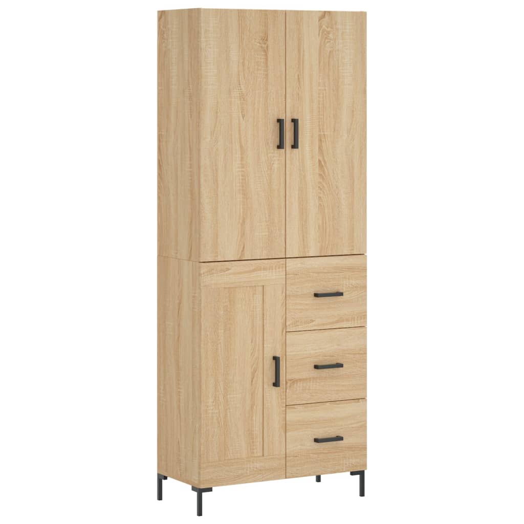 Hoge kast 69,5x34x180 cm bewerkt hout sonoma eikenkleurig is nu te koop bij PeponiXL, paradijselijk wonen!