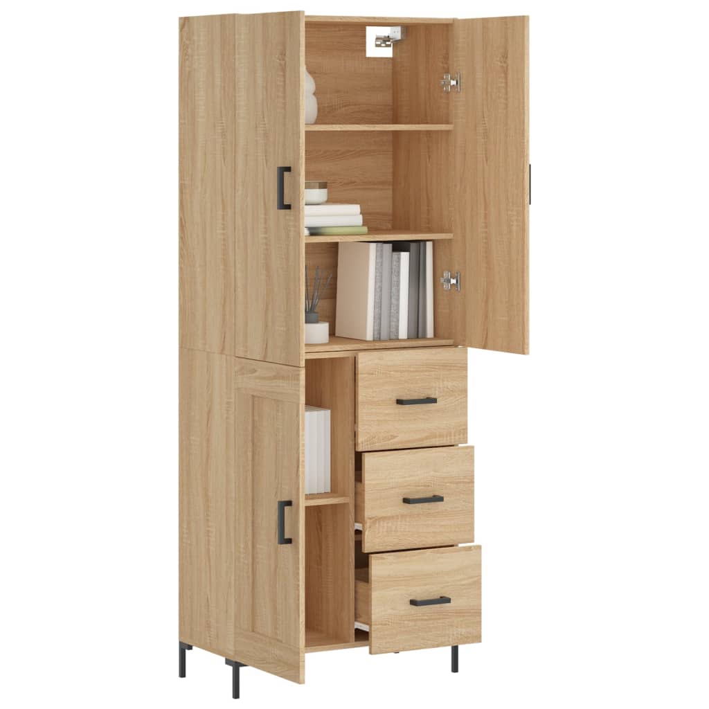 Hoge kast 69,5x34x180 cm bewerkt hout sonoma eikenkleurig is nu te koop bij PeponiXL, paradijselijk wonen!