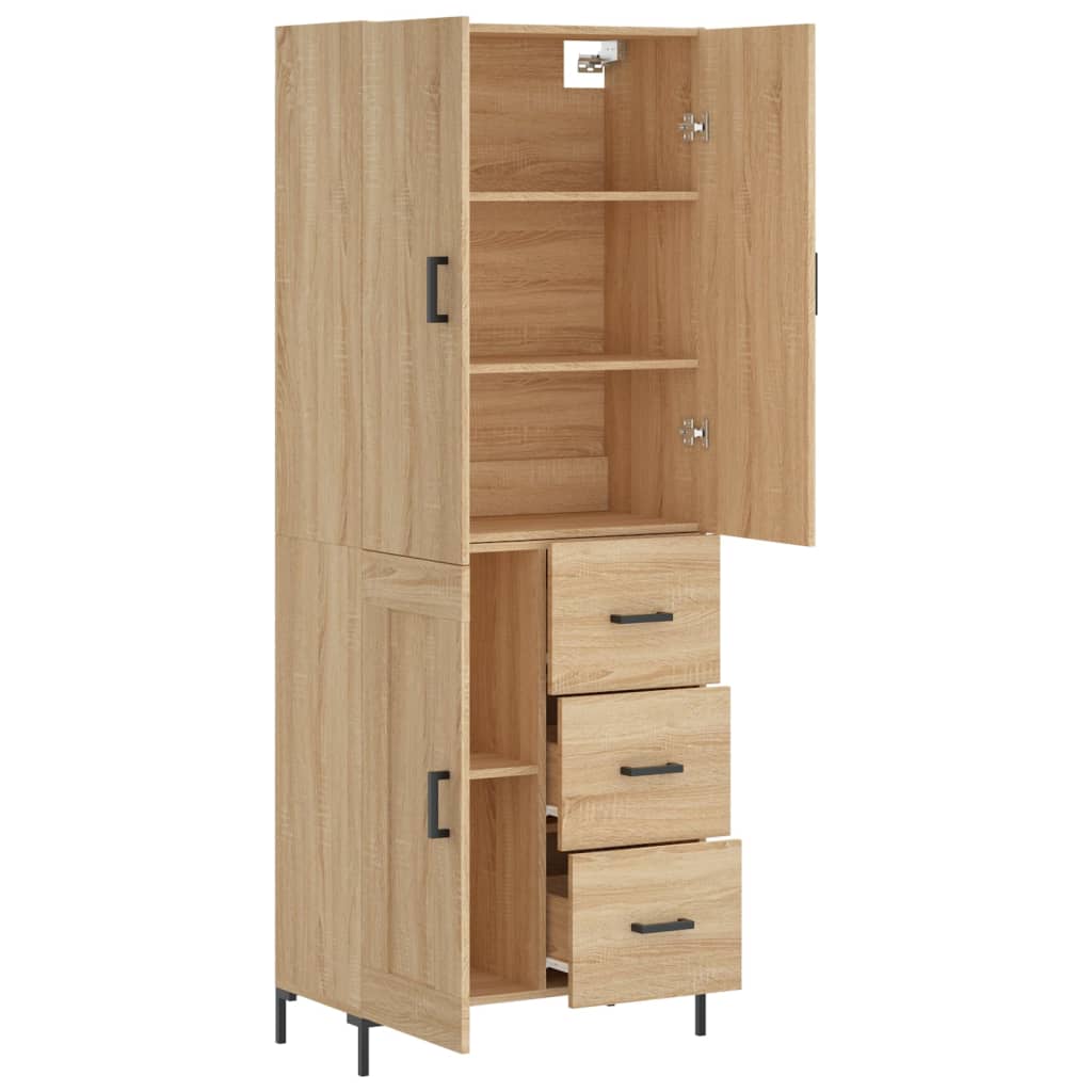 Hoge kast 69,5x34x180 cm bewerkt hout sonoma eikenkleurig is nu te koop bij PeponiXL, paradijselijk wonen!