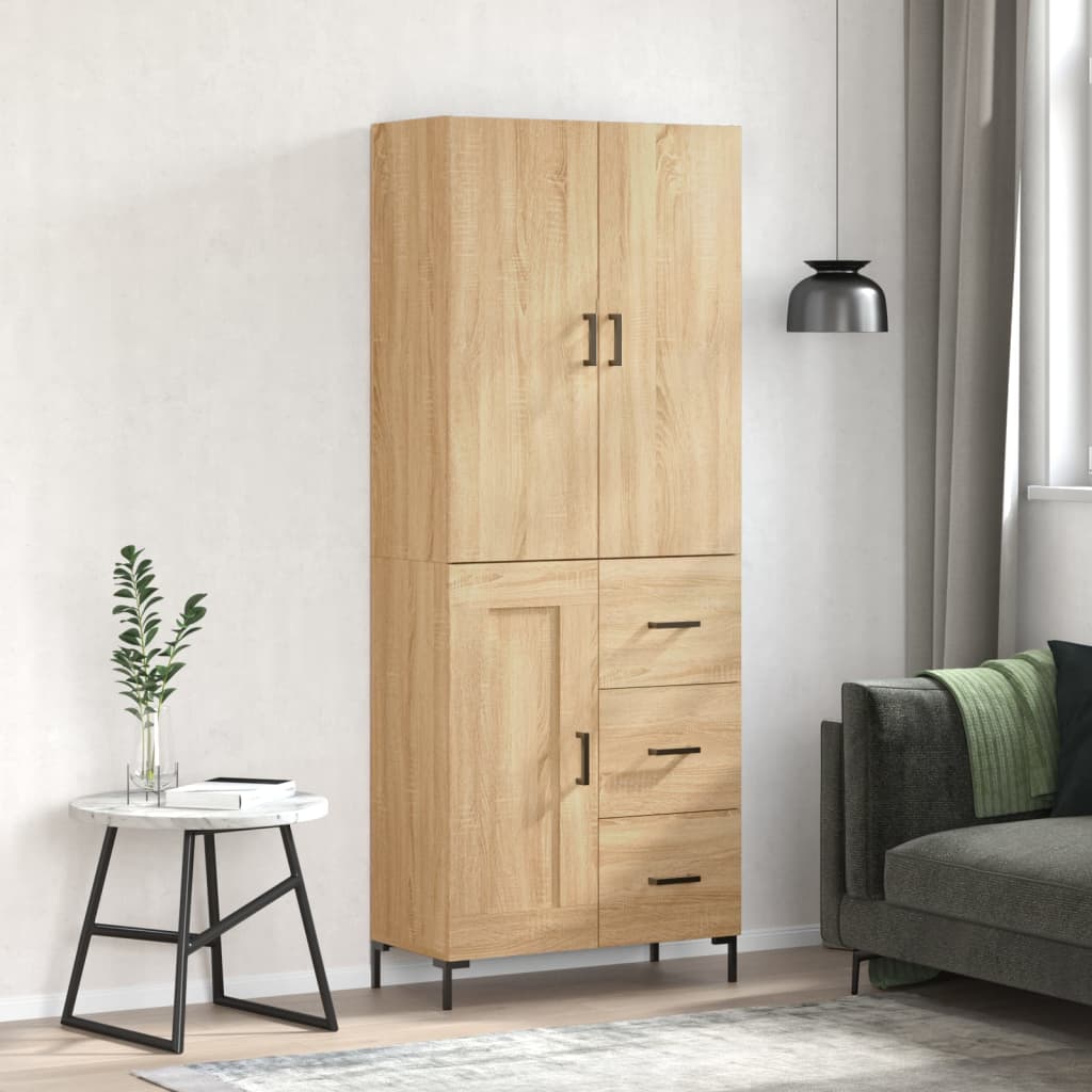 Hoge kast 69,5x34x180 cm bewerkt hout sonoma eikenkleurig is nu te koop bij PeponiXL, paradijselijk wonen!