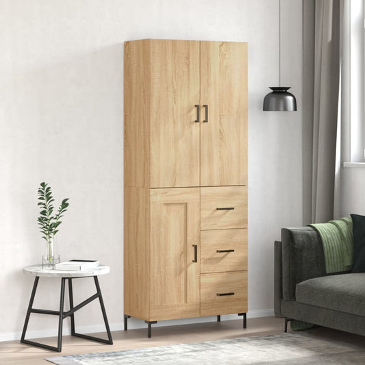 Hoge kast 69,5x34x180 cm bewerkt hout sonoma eikenkleurig is nu te koop bij PeponiXL, paradijselijk wonen!