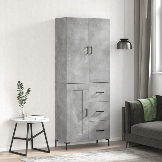 Hoge kast 69,5x34x180 cm bewerkt hout betongrijs is nu te koop bij PeponiXL, paradijselijk wonen!