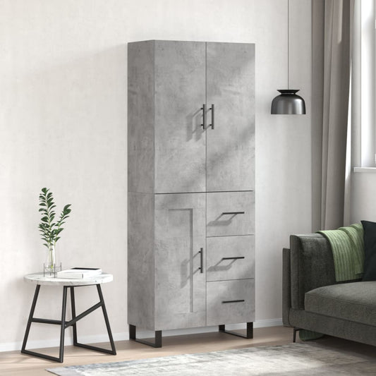Hoge kast 69,5x34x180 cm bewerkt hout betongrijs is nu te koop bij PeponiXL, paradijselijk wonen!