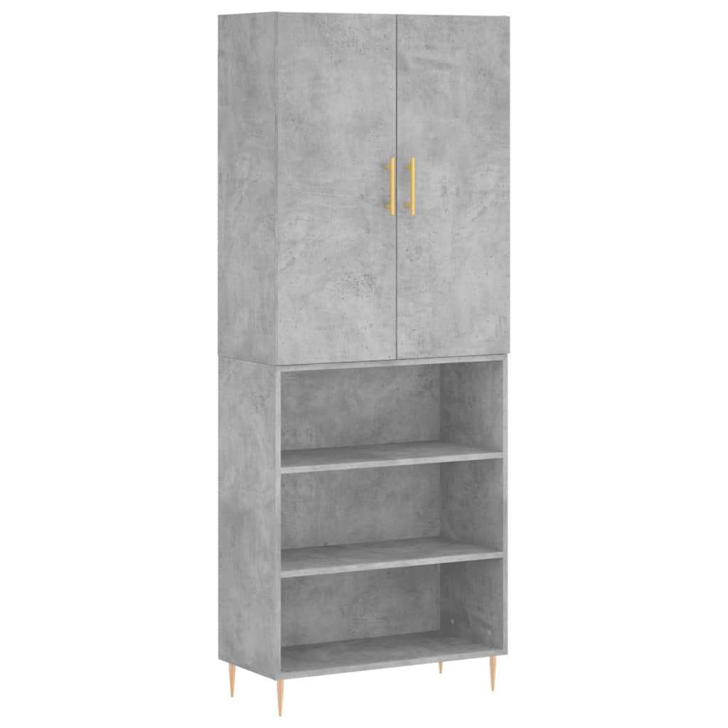 Hoge kast 69,5x34x180 cm bewerkt hout betongrijs is nu te koop bij PeponiXL, paradijselijk wonen!