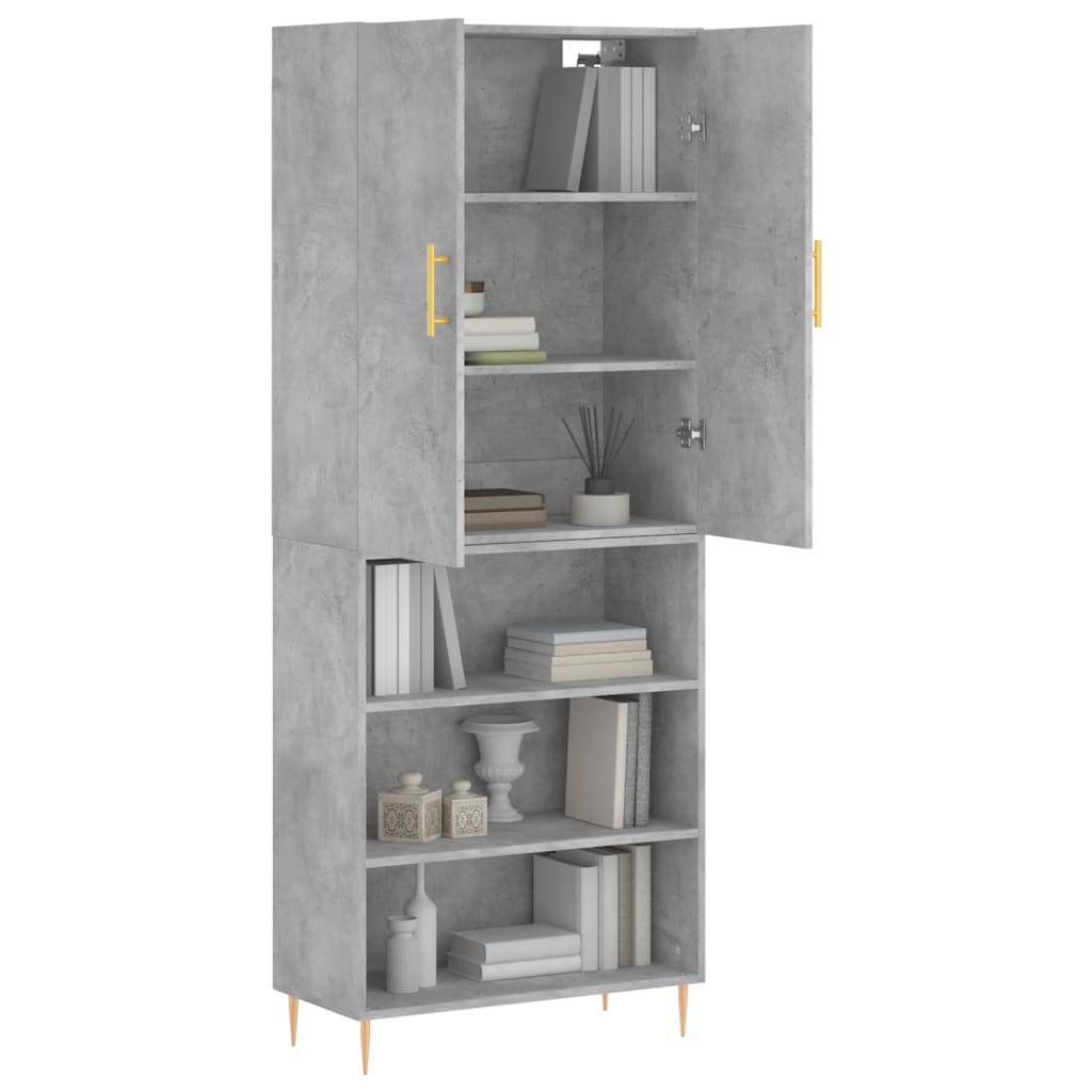 Hoge kast 69,5x34x180 cm bewerkt hout betongrijs is nu te koop bij PeponiXL, paradijselijk wonen!