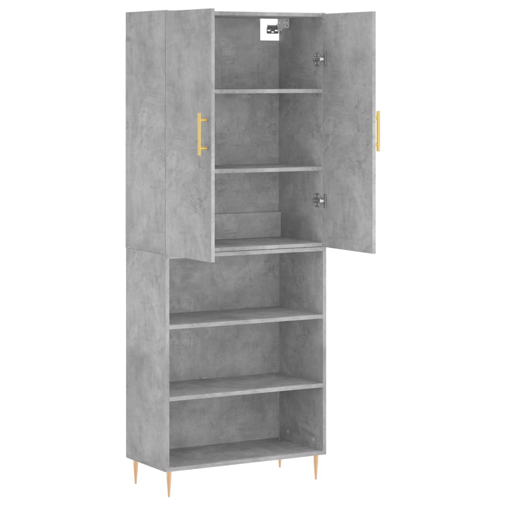 Hoge kast 69,5x34x180 cm bewerkt hout betongrijs is nu te koop bij PeponiXL, paradijselijk wonen!